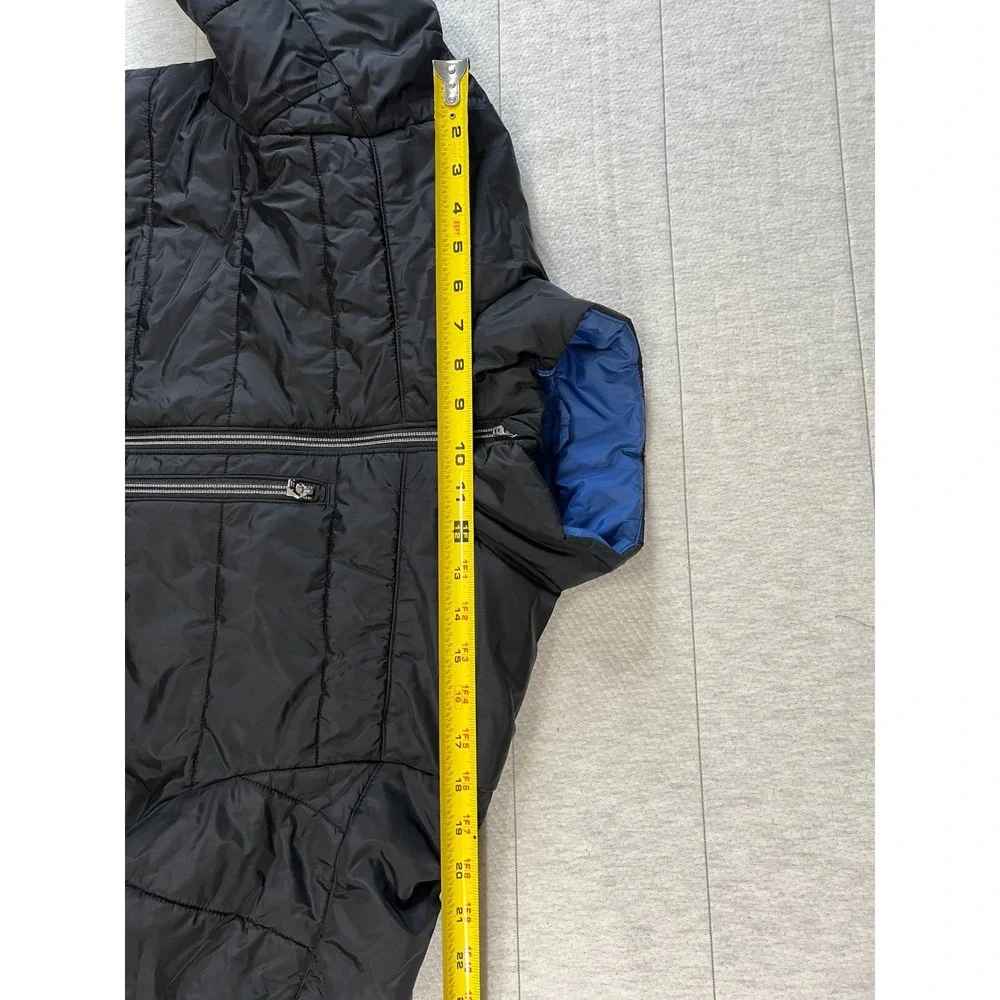 Lands' End Mens Large PrimaLoft Quilted Puffer Jacket Black Insulated Full Zip